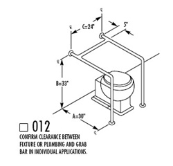 SERIES 832 GRAB BARS -Grab Bar 1-1/4"OD X 30 X 33