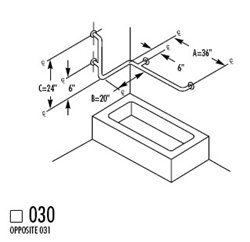 SERIES 832 GRAB BARS -Grab Bar 1-1/4"OD X 36 X 20 X 24